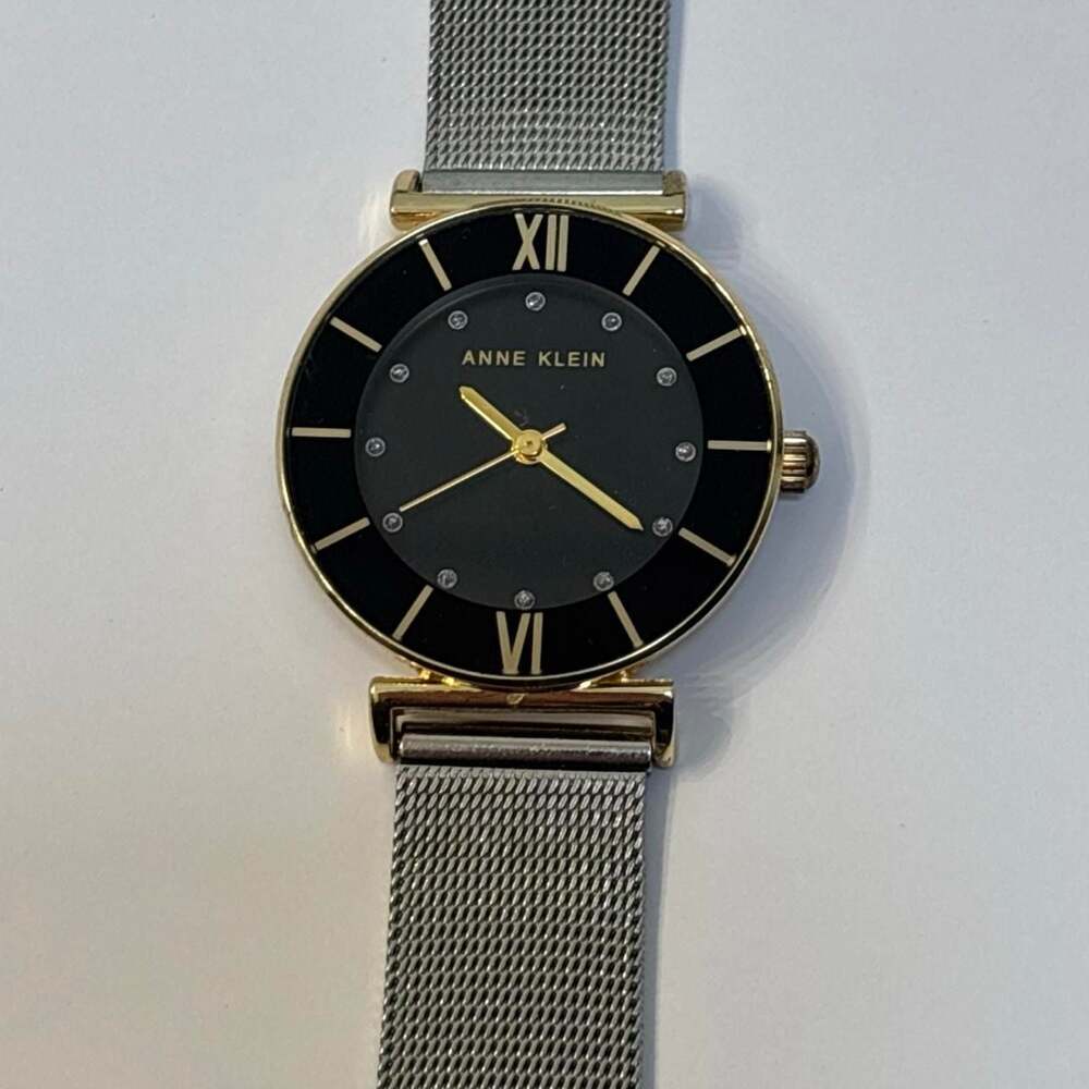 Anne Klein AK-3781 Black Dial Diamond Mesh Watch